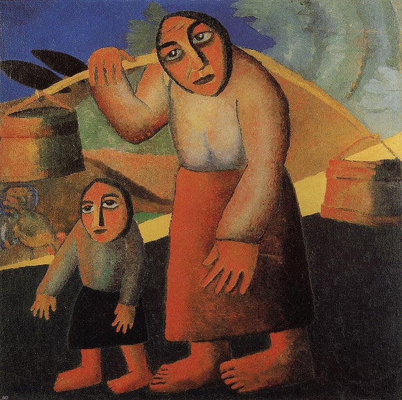  Kazimir Malevich Peasant Woman with Buckets and a Child - Art Print