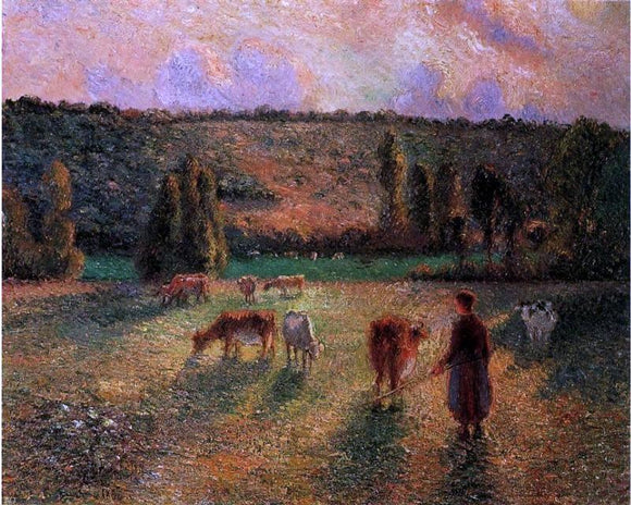  Camille Pissarro Cowherd at Eragny - Art Print