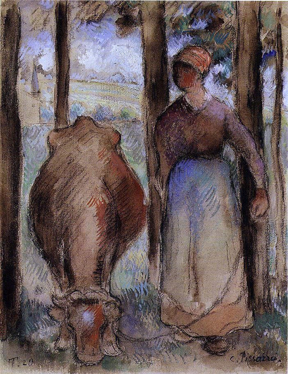  Camille Pissarro The Cowherd (also known as Young Peasant) - Art Print