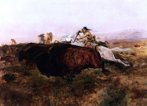  Charles Marion Russell Buffalo Hunt # 10 - Art Print