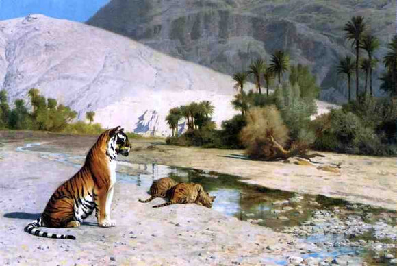  Jean-Leon Gerome Thirst (also known as Tigress and Her Cubs) - Art Print