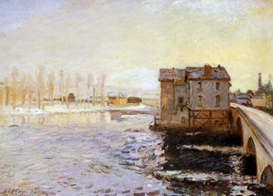  Alfred Sisley The Moret Bridge and Mills under Snow - Art Print