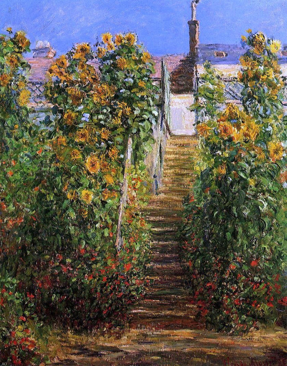  Claude Oscar Monet The Steps at Vetheuil - Art Print