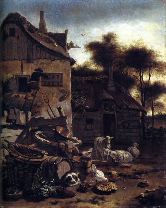  Egbert Van der Poel The Barnyard Scene - Art Print