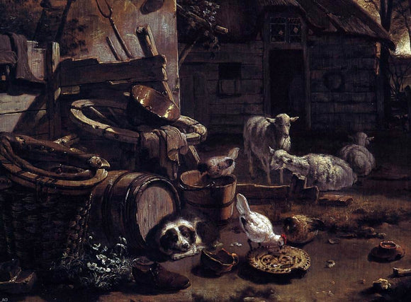  Egbert Van der Poel The Barnyard Scene (detail) - Art Print