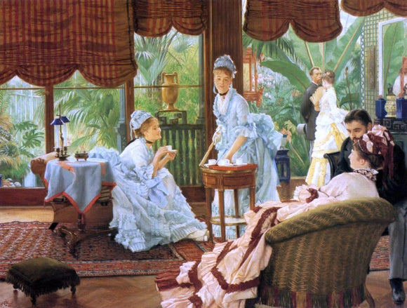  James Tissot In the Conservatory (also known as The Rivals) - Art Print