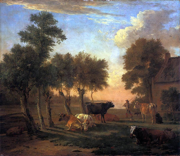  Paulus Potter Cows in a Meadow by a Farm - Art Print