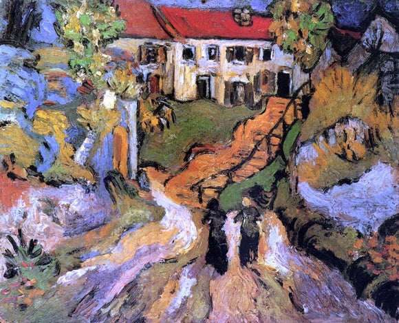  Vincent Van Gogh Village Street and Steps in Auvers with Two Figures - Art Print