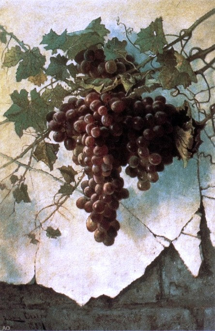  Edwin Deakin Grapes Against a Mission Wall - Art Print