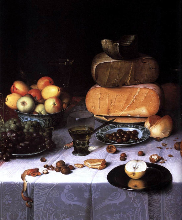  Floris Claesz Van Dijck Laid Table with Cheeses and Fruit (detail) - Art Print