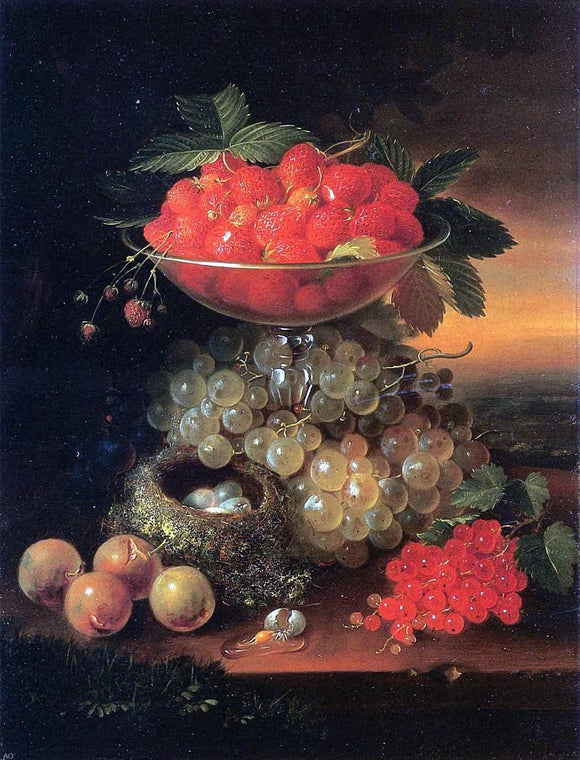  George Forster Still Life with Fruit and Nest of Eggs - Art Print