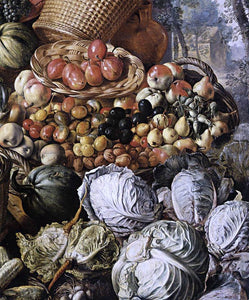  Joachim Beuckelaer Market Woman with Fruit, Vegetables and Poultry (detail) - Art Print