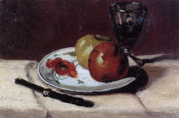  Paul Cezanne Still Life - Apples and a Glass - Art Print