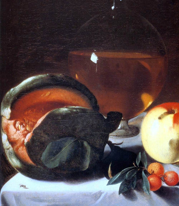  Pensionante Del saraceni Still-Life with Fruit and a Carafe of White Wine (detail) - Art Print