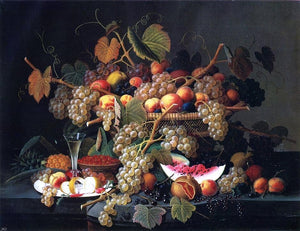  Severin Roesen Still Life with Fruit - Art Print