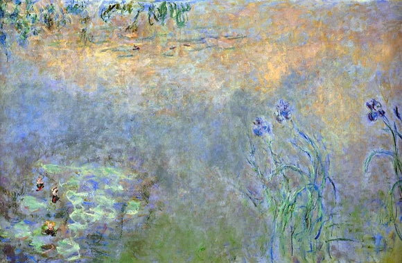  Claude Oscar Monet Water-Lily Pond with Irises - Art Print