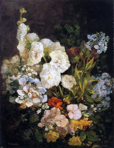  Eugene-Louis Boudin Spray of Flowers - Hollyhocks - Art Print