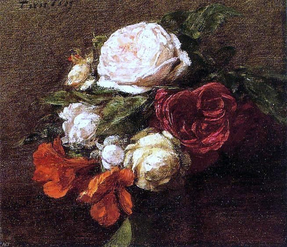  Henri Fantin-Latour Roses and Nasturtiums - Art Print