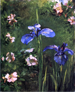  John La Farge Wild Roses and Irises - Art Print