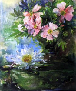  John La Farge Wild Roses and Water Lily - Study of Sunlight - Art Print