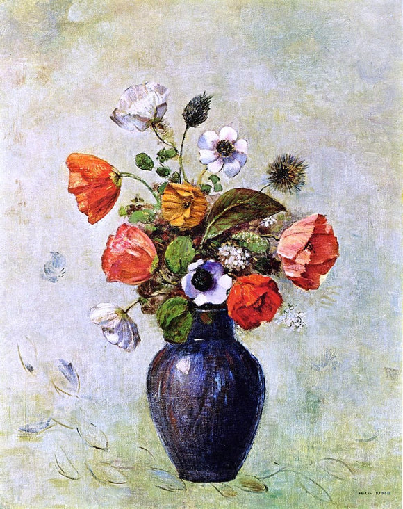  Odilon Redon Anemones and Poppies in a Vase - Art Print