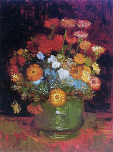  Vincent Van Gogh Vase with Zinnias - Art Print