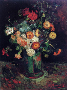  Vincent Van Gogh Vase with Zinnias and Geraniums - Art Print