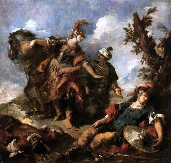  Giovanni Antonio Guardi Herminia and Vaprino Find the Wounded Tancred - Art Print