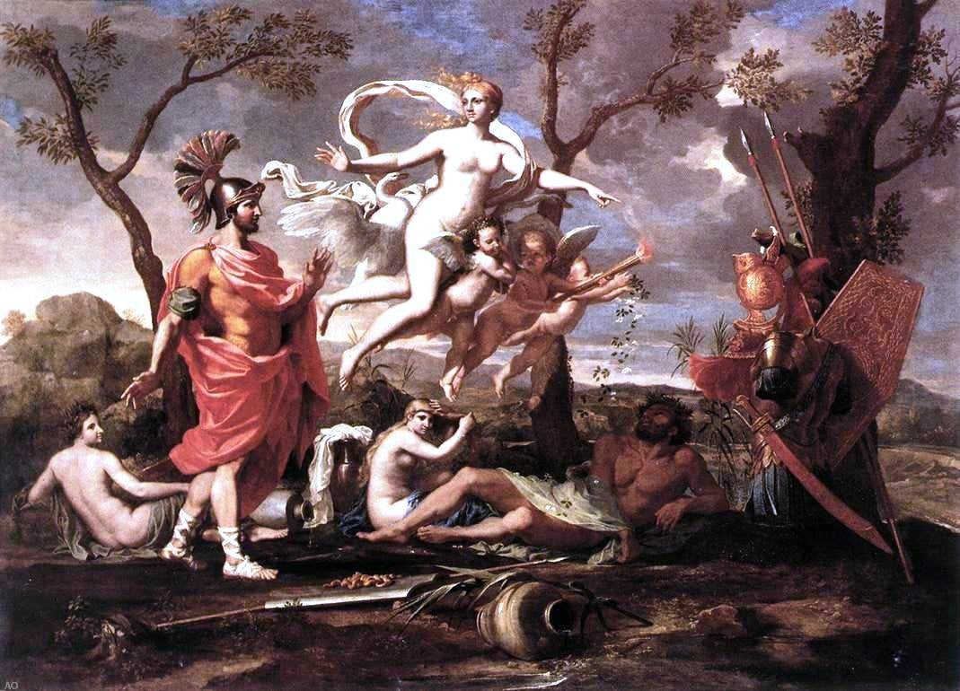 Eneee Nicolas Poussin Venus Presenting Arms to Aeneas Art Print – printoyster.com