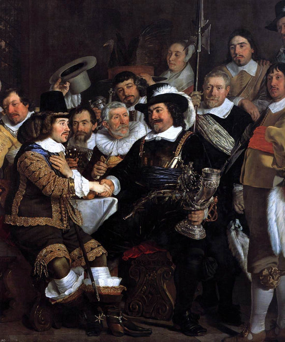  Bartholomeus Van der Helst Celebration of the Peace of Munster, 1648, at the Crossbowmen's Headquarters (detail) - Art Print