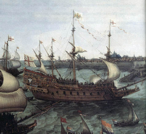  Hendrick Cornelisz Vroom The Arrival at Vlissingen of the Elector Palatinate Frederick V (detail) - Art Print