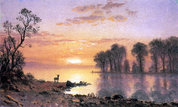  Albert Bierstadt Sunset over the River - Art Print