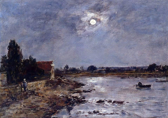  Eugene-Louis Boudin The Banks of the Touques - Moonlight - Art Print