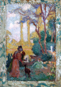  Henri Lebasque Young Woman and Children in Park - Art Print