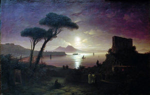  Ivan Constantinovich Aivazovsky The Bay of Naples at Moonlit Night - Art Print