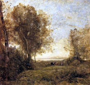  Jean-Baptiste-Camille Corot Morning - Woman Hearding Cows - Art Print