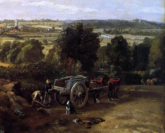  John Constable The Stour-Valley with the Church of Dedham (detail) - Art Print