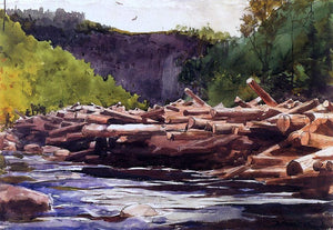  Winslow Homer Hudson River at Blue Ledge, Essex County (also known as The Log Jam) - Art Print