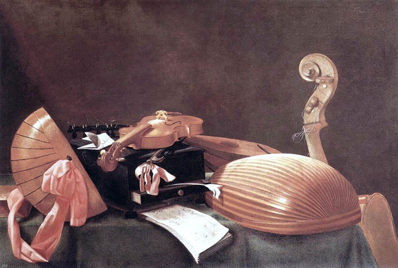  Evaristo Baschenis Still-life with Musical Instruments - Art Print