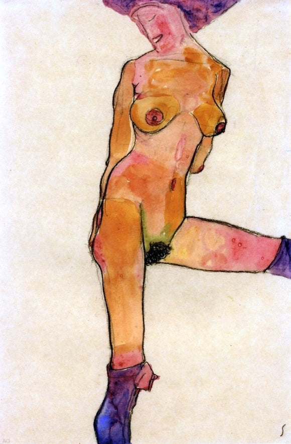  Egon Schiele Female Nude - Art Print