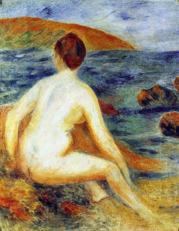  Pierre Auguste Renoir Nude Bather Seated by the Sea - Art Print