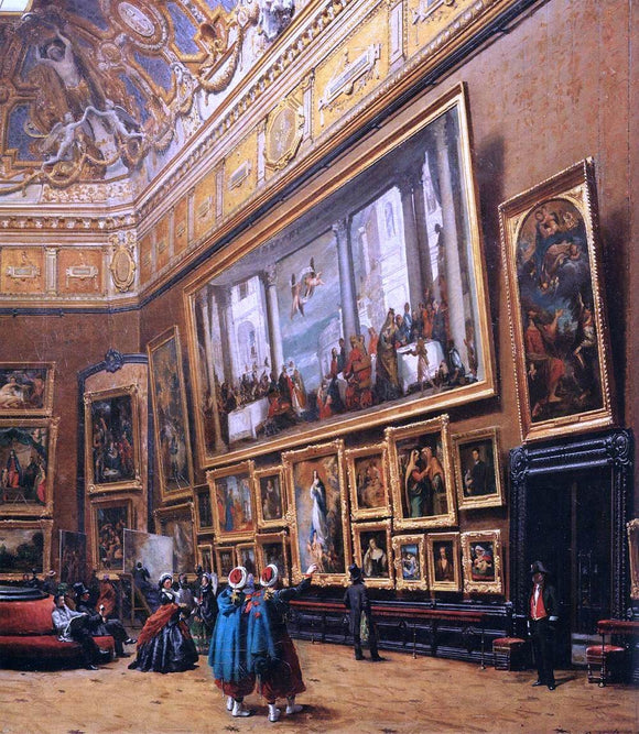  Giuseppe Castiglione View of the Grand Salon Carre in the Louvre (detail) - Art Print