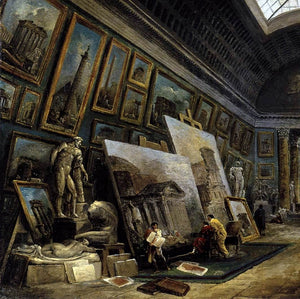  Hubert Robert Imaginary View of the Grande Galerie in the Louvre (detail) - Art Print