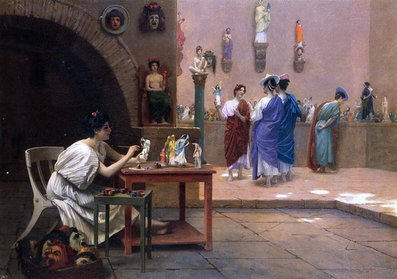  Jean-Leon Gerome Painting Breathes Life into Sculpture (also known as Tanagra's Studio) - Art Print