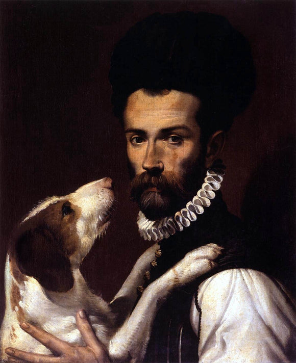  Bartolomeo Passerotti Portrait of a Man with a Dog - Art Print