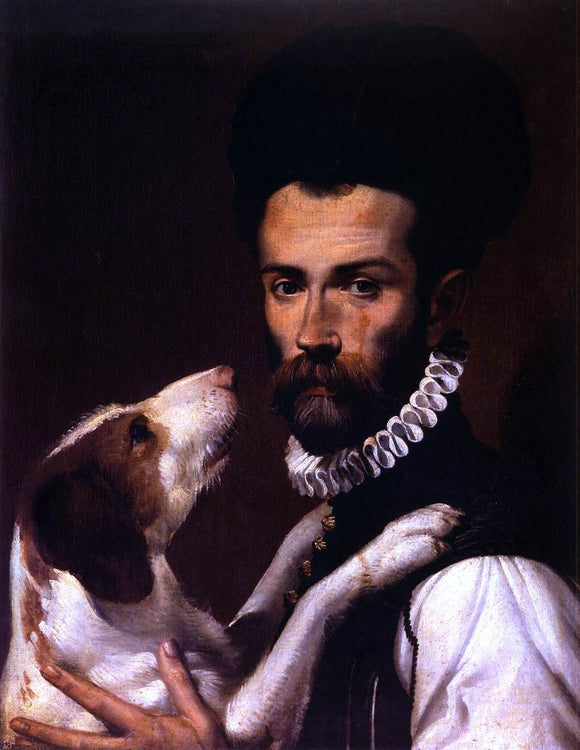  Bartolomeo Passerotti Portrait of a Man with a Dog (detail) - Art Print