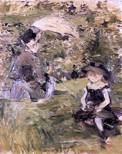  Berthe Morisot Young Woman and Child on an Isle - Art Print