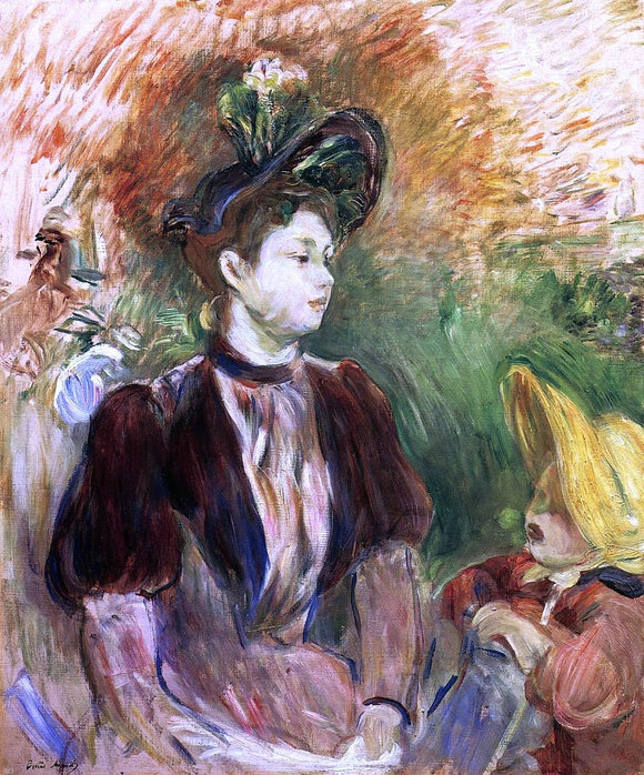  Berthe Morisot Young Woman and Child, Avenue du Bois - Art Print