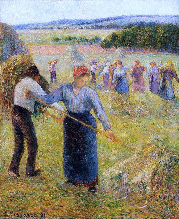  Camille Pissarro Haymaking at Eragny - Art Print