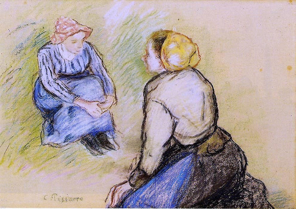  Camille Pissarro Seated Peasant and Knitting Peasant - Art Print